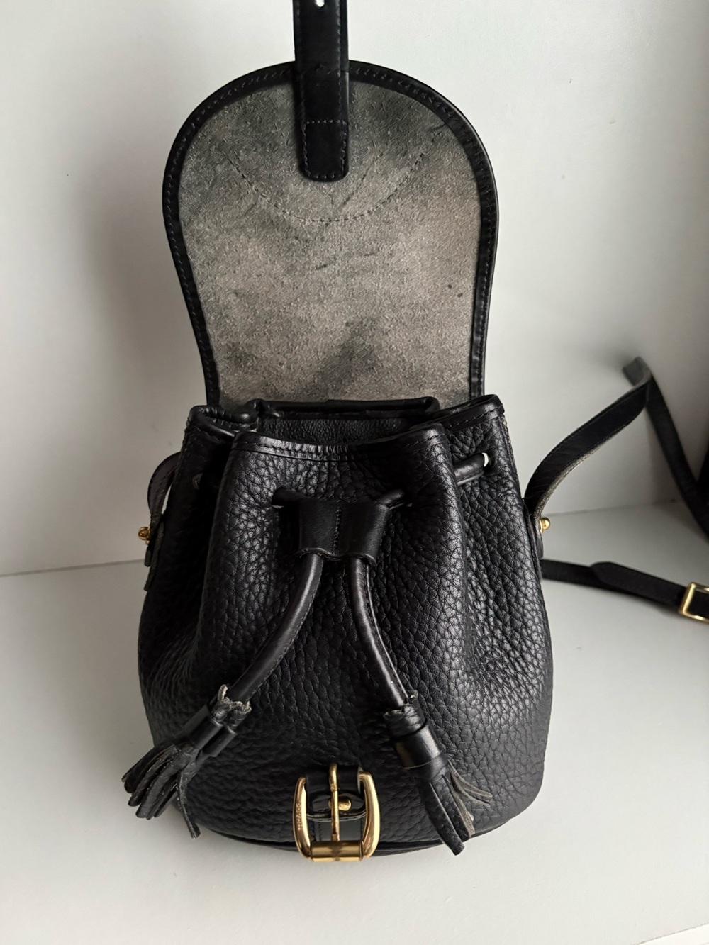 Dooney & Bourke awl Black Leather Mini Drawstring Buckle Bag - Picture 12 of 16